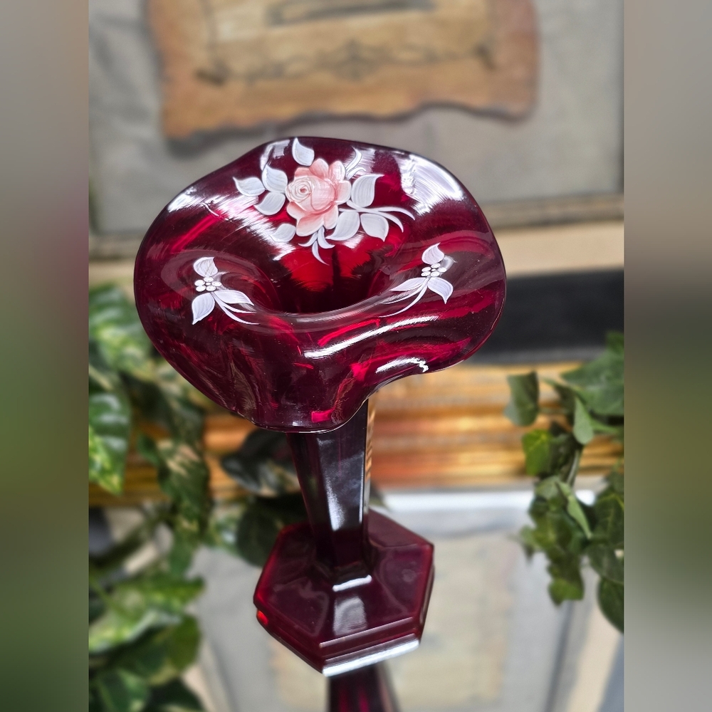 Elegant Floral Burgundy Vase